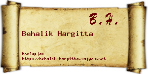 Behalik Hargitta névjegykártya